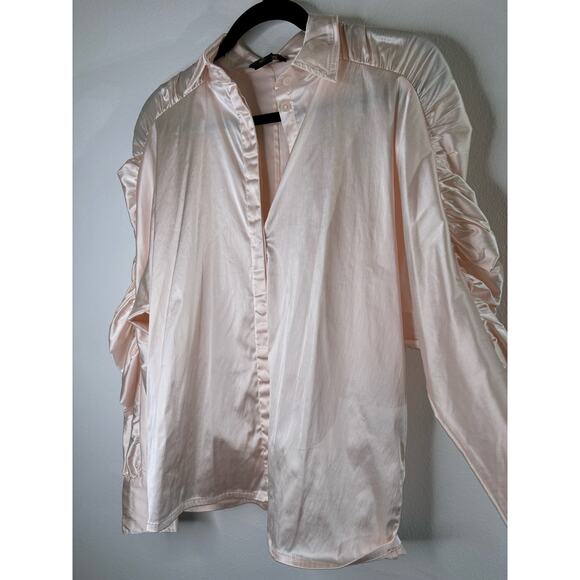 AS by DF Pink Button Up with Ruching Sleeves - Picture 5 of 5